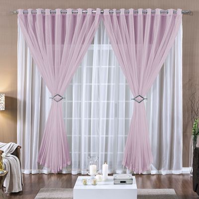 Cortina 4 Mts Voal Sala Quarto para Varão Barata Rosa