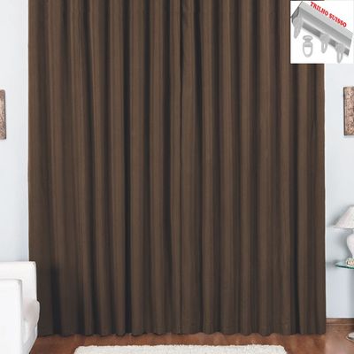 Cortina Pryme 3 Metros Sala Quarto em Oxford para Trilho Suisso - Tabaco