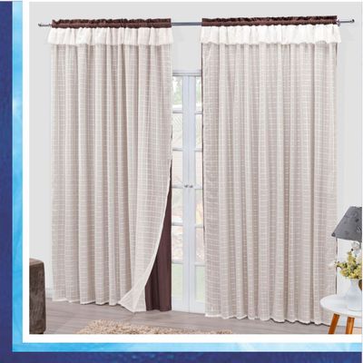 Cortina Romantic Semiblackout e Voal 2,00 x 1,70 Para Varão - Tabaco