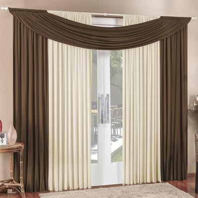 Cortina Tendência 4,00m x 2,50m para Varão em Malha Sala Quarto - Tabaco
