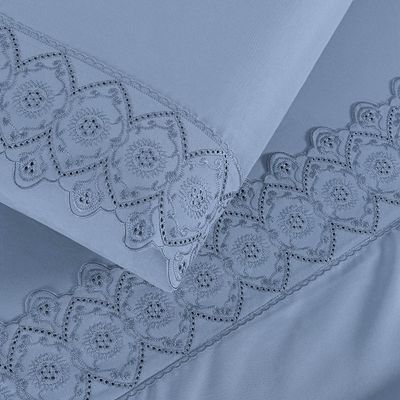 Jogo Cama Lençol Divino Lese Casal 4 Peças - Azul