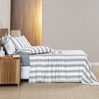 Jogo Cama Lençol Estilo Casal 100% Algodão 4 Peças - Cinza