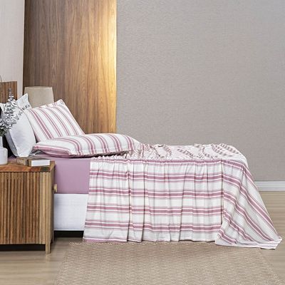 Jogo Cama Lençol Estilo King 100% Algodão 4 Peças - Rosa