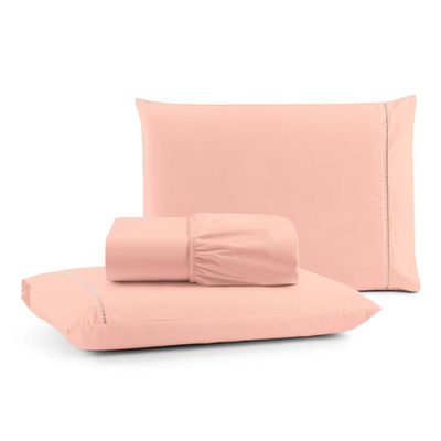 Jogo de Lençol King Mirante 100% Algodão 3 Peças - Rosa