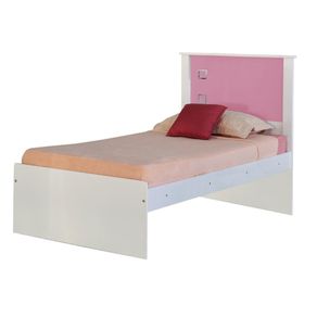 Cama Solteiro Reino Branco/Rosa - Gran Belo