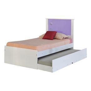 Cama Bibox Solteiro Reino Branco/Lilás - Gran Belo