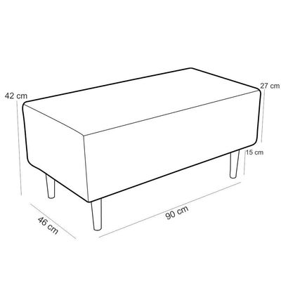 Kit 02 Puffs Decorativo Sala de Estar Cléo W01 Pés Palito 90 cm Suede Bege - Lyam Decor