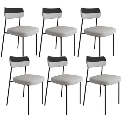 Kit 6 Cadeiras Decorativas Estofada Sala Jantar Melina F01 Linho Cinza Couríssimo Preto - Lyam Decor
