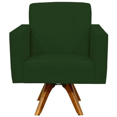 Kit 02 Poltronas Decorativas Base de Madeira Helô L02 Suede Verde Musgo - Lyam Decor