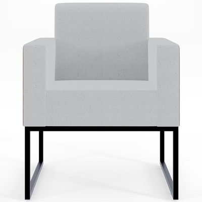 Kit 03 Poltronas Decorativas Sala Base fixa Metal Helô L02 Linho Cinza Couríssimo Camel - Lyam Decor