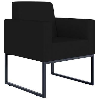 Kit 04 Poltronas Decorativas para Sala Recepção Base Fixa De Metal Helô L02 Suede Preto - Lyam Decor