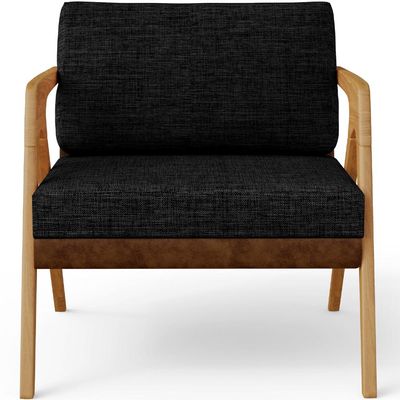 Kit 04 Poltronas Decorativas Sala De Estar Pietra L02 Couríssimo Marrom Linho Chumbo - Lyam Decor