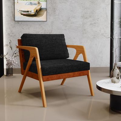 Kit 04 Poltronas Decorativas Sala Estar Pietra L02 Couríssimo Camel Linho Chumbo - Lyam Decor