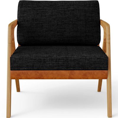 Kit 04 Poltronas Decorativas Sala Estar Pietra L02 Couríssimo Camel Linho Chumbo - Lyam Decor