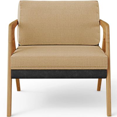 Kit 04 Poltronas Decorativas Sala Estar Pietra L02 Couríssimo Preto Linho Bege Escuro - Lyam Decor