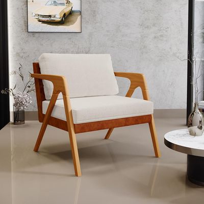 Kit 04 Poltronas Decorativas Sala Estar Pietra L02 Couríssimo Camel Linho Cru - Lyam Decor