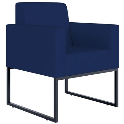 Kit 04 Poltronas Decorativas Sala Recepção Base Fixa Metal Helô L02 Suede Azul Marinho - Lyam Decor