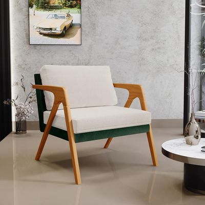 Kit 04 Poltronas Decorativas Sala Estar Pietra L02 Facto Verde Musgo Linho Cru - Lyam Decor