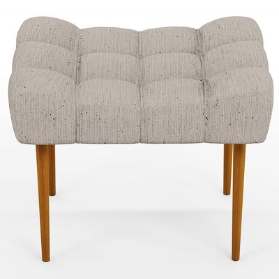 Kit 02 Puffs Decorativo Para Sala De Estar Requinte L02 Linho Bege - Lyam Decor