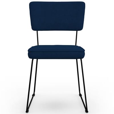 Cadeira Decorativa Estofada Para Sala De Jantar Allana L02 Suede Azul Marinho - Lyam Decor