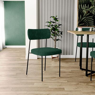 Cadeira Decorativa Estofada Para Sala De Jantar Melina L02 Bouclê Verde - Lyam Decor