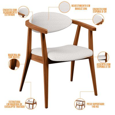 Kit 02 Poltronas Decorativas Para Sala de Estar Cecília B04 Bouclê Cru - Lyam Decor
