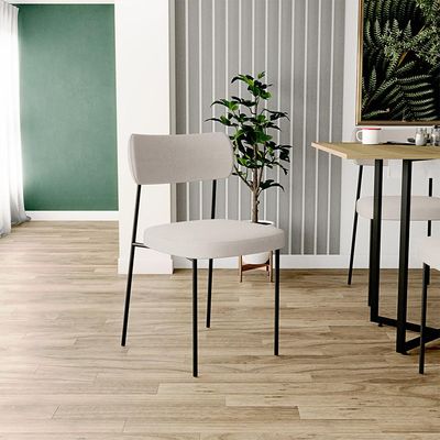 Cadeira Decorativa Estofada Para Sala De Jantar Melina L02 Linho Cru - Lyam Decor