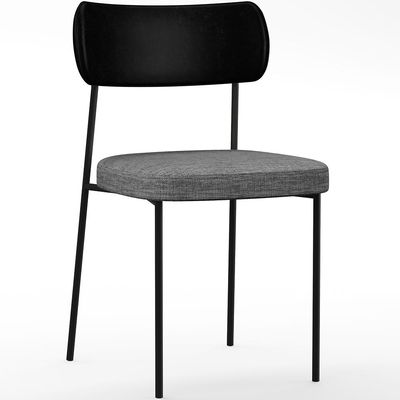 Cadeira Decorativa Para Sala De Jantar Melina L02 Couríssimo Preto Linho Cinza Escuro - Lyam Decor