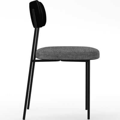 Cadeira Decorativa Para Sala De Jantar Melina L02 Couríssimo Preto Linho Cinza Escuro - Lyam Decor
