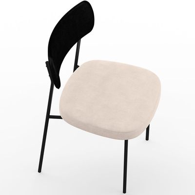 Cadeira Decorativa Para Sala De Jantar Melina L02 Couríssimo Preto Suede Bege - Lyam Decor