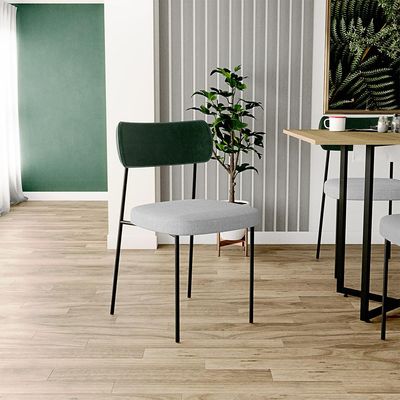 Cadeira Decorativa Para Sala De Jantar Melina L02 Facto Verde Musgo Linho Cinza - Lyam Decor