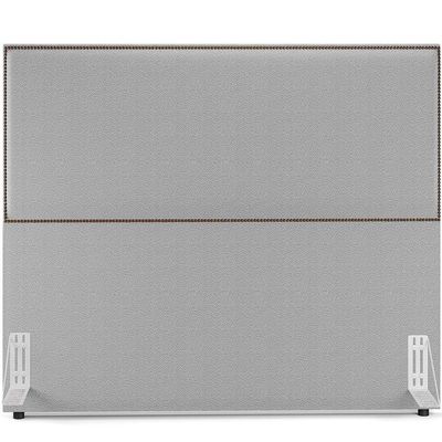 Cabeceira Box Casal Com Tachas 140 cm Vicenza L02 Bouclê Cinza - Lyam Decor