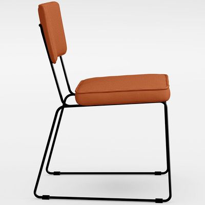 Cadeira Decorativa Estofada Para Sala De Jantar Base Em Aço Allana L02 Tecido Terracota - Lyam Decor