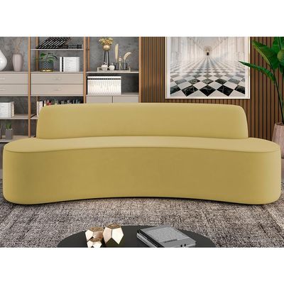 Sofá 4 Lugares Curvo Sala de Estar Living Cancún D02 Veludo Mostarda 230 cm C-279 - Lyam Decor