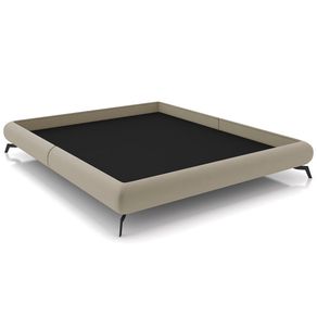 Cama Casal Queen Pés de Ferro Estilo Industrial 176cm Otto P05 Veludo Bege - Lyam Decor