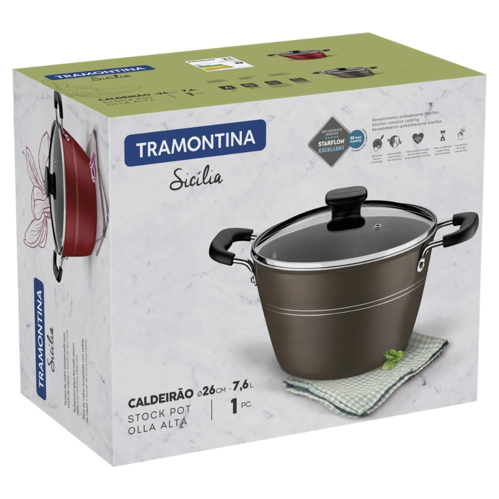 Caldeirão Tramontina Sicilia em Aluminio com Revestimento Interno e Externo em Antiaderente Starflon Excellent Avelã com