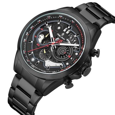 Relógio Phillip London Masculino Ref:Pl80388613m Pr N Cronógrafo Black