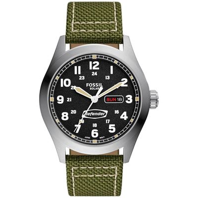 Relógio Fossil Masculino Ref:Fs5977/2kn Solar Militar Prateado