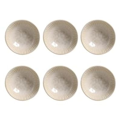 Conjunto de Cumbucas Porto Brasil Cerâmica Linhas Latte Bege 6 peças  370 ml