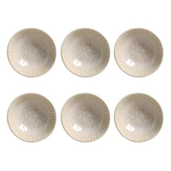 Conjunto de Cumbucas Porto Brasil Cerâmica Linhas Latte Bege 6 peças 370 ml
