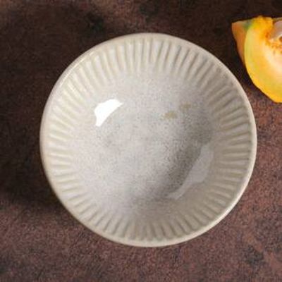 Conjunto de Cumbucas Porto Brasil Cerâmica Linhas Latte Bege 6 peças  370 ml