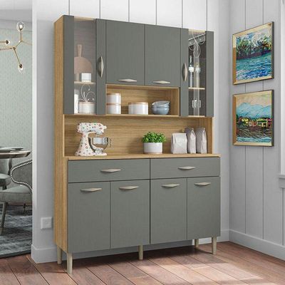 Kit Cozinha Golden 8 Portas Freijó Gris - Kits Paraná