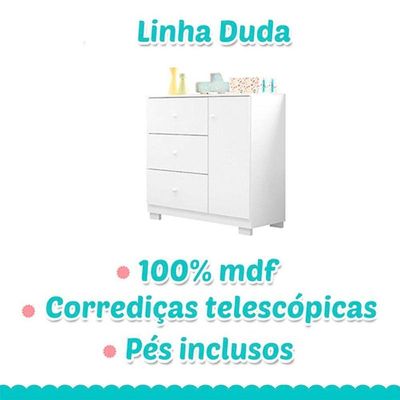 Cômoda Infantil Duda Branco Brilho - Phoenix Baby