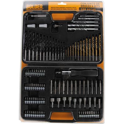 Conjunto de Brocas+Bits 109 Peças com Maleta Bolder