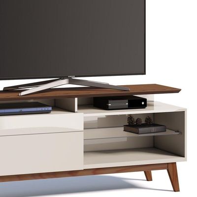 Rack Classic 146cm 1 Gaveta Prateleira OffWhite Freijó Imcal