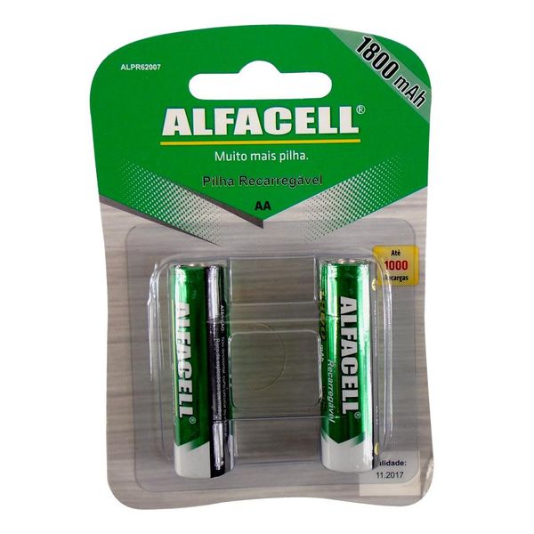 Pilha Recarregável Pequena com 2 Unidades 2300mAh Alfacell
