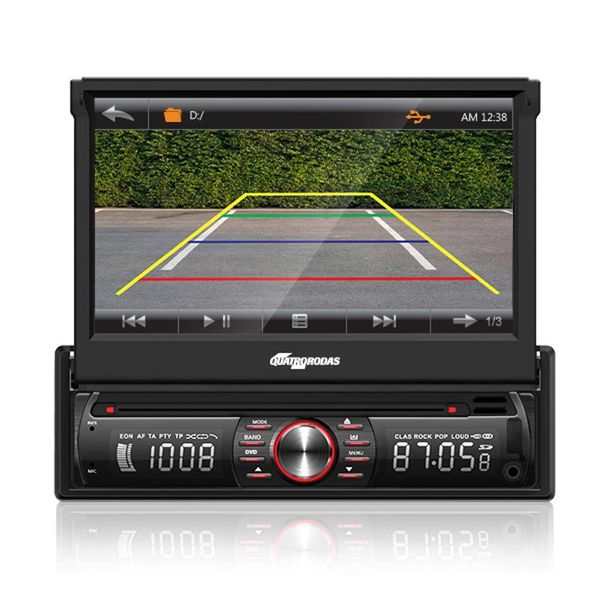 Som Automotivo Quatro Rodas com DVD. Tela 7". Bluetooth. MP3. FM. Entrada USB. SD e Auxiliar MTC6618
