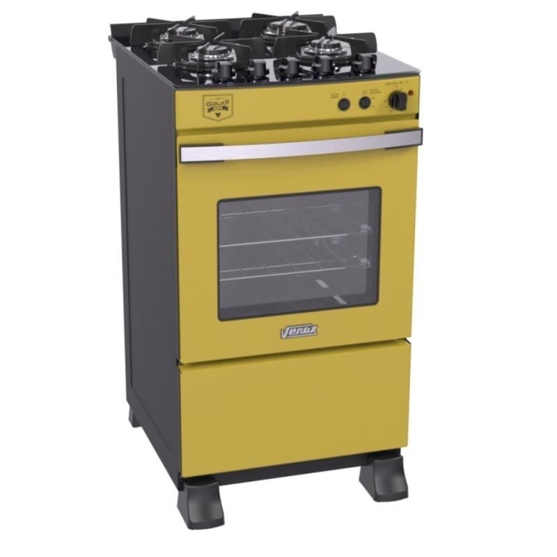 Fogão 4 Bocas Venax Gaudi Vetro Vitreo Amarelo Mesa em Vidro - 110v - 22150