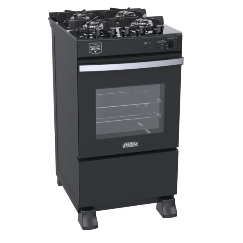 Fogão 4 Bocas Venax Gaudi Vetro Vitreo Preto Mesa em Vidro - 220v - 22171