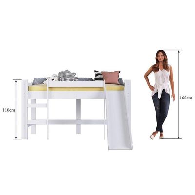 Cama Elevada Com Escorregador B1001 Branco